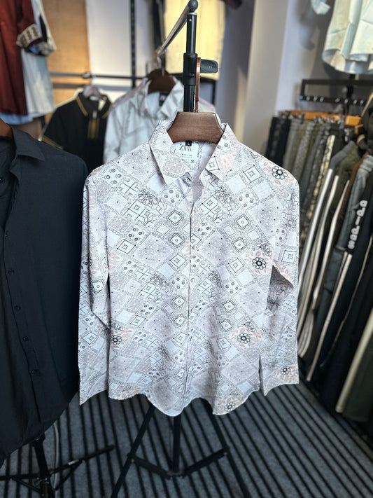 Olive White+Black Colour Shirt Combo| Flower