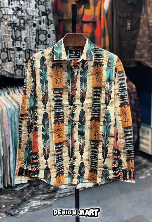 Cream Feather Contrast Shirt