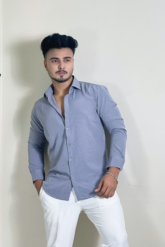 Ash Colour China Formal Shirt With Crushed