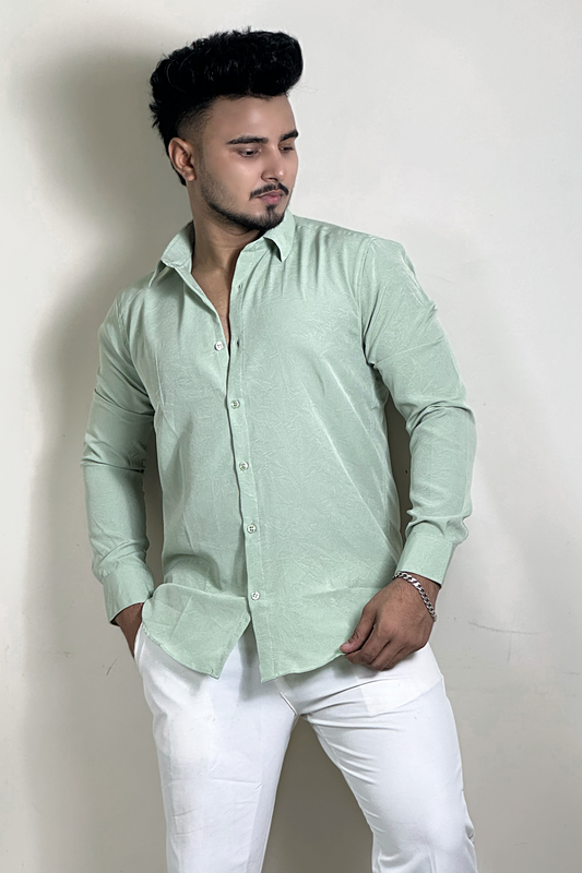 Lemon Colour China Formal Shirt With Crushed