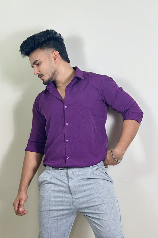 Violet Colour China Formal Shirt With Crushed