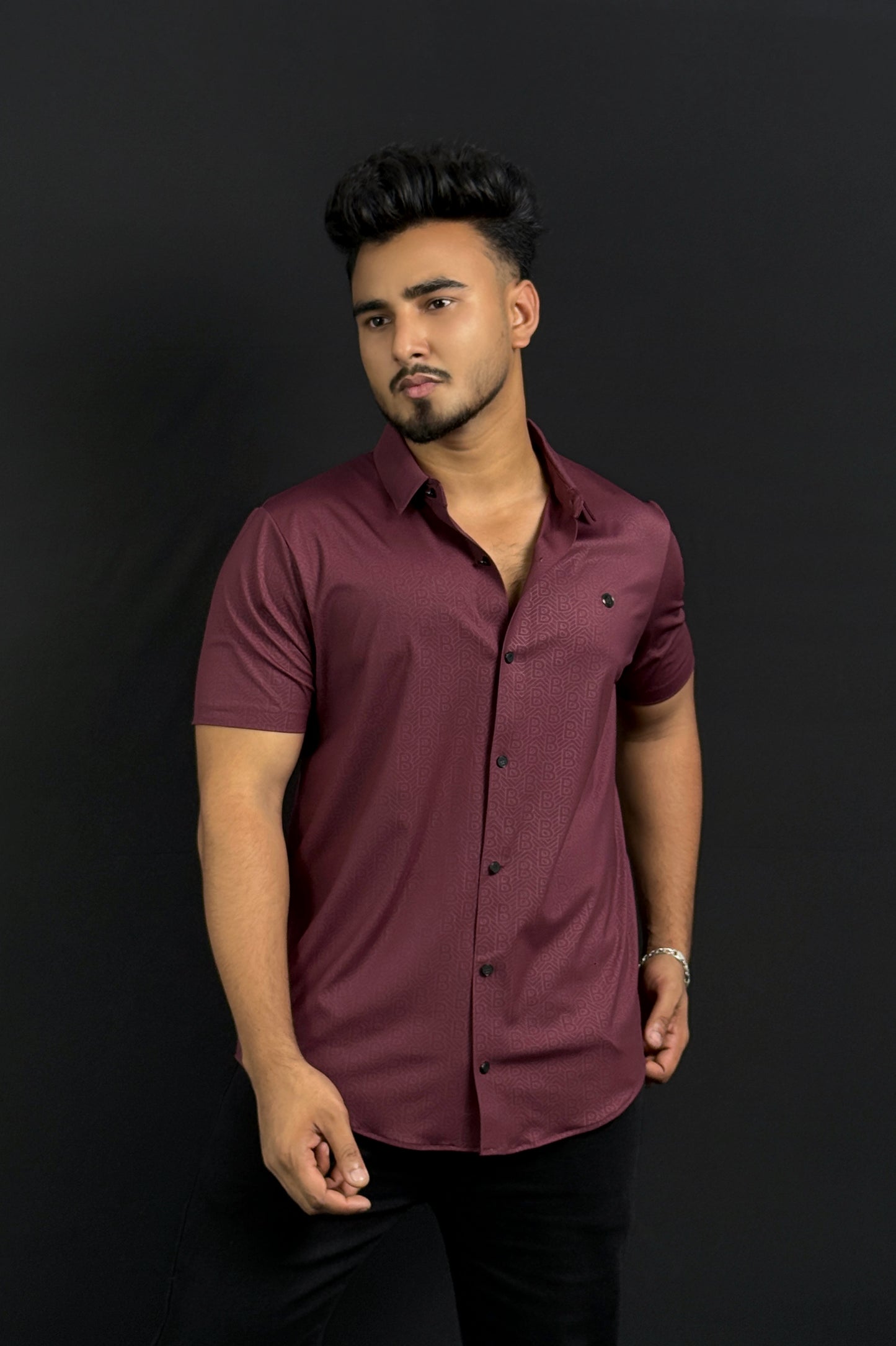 Wine Colour Half Slevee Shirt |BB