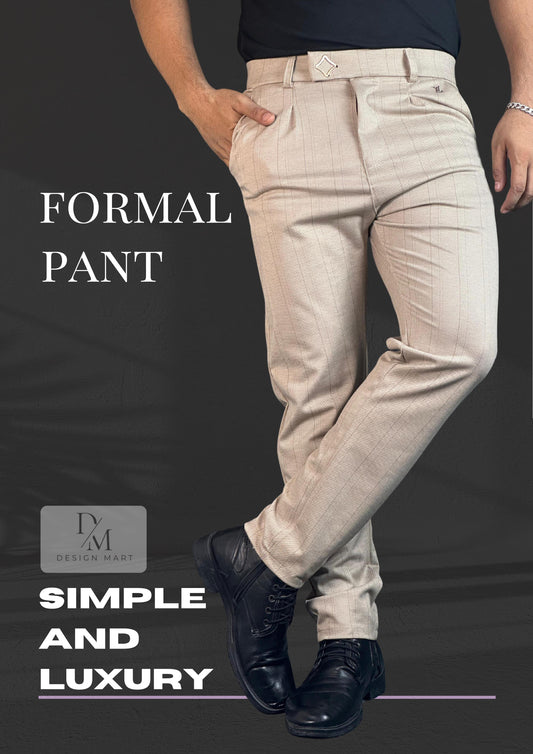 Premium Cream Check Formal Pant