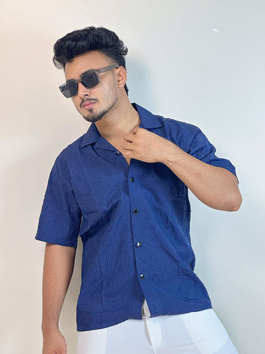 Nevy Blue Drop Shoulder Shirt CUBAN