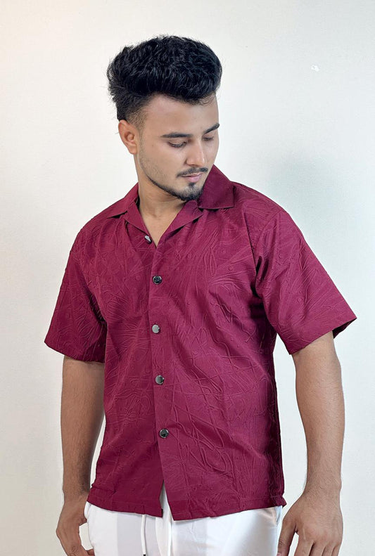 Premium Maroon Drop Shoulder CUBAN