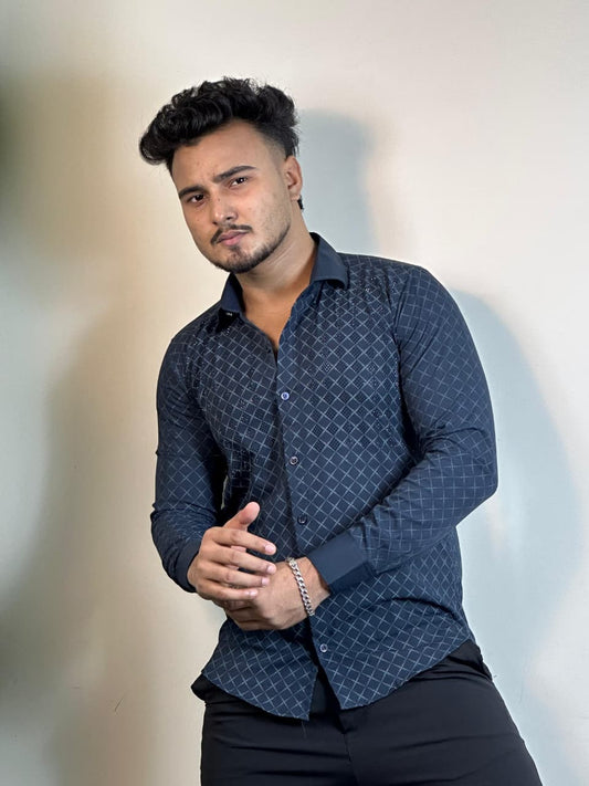 Chinese Nevy Blue Diamond Shape