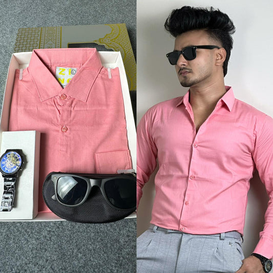 Misty Colour Oxford Cotton Shirt+ FREE Sunglass & Watch