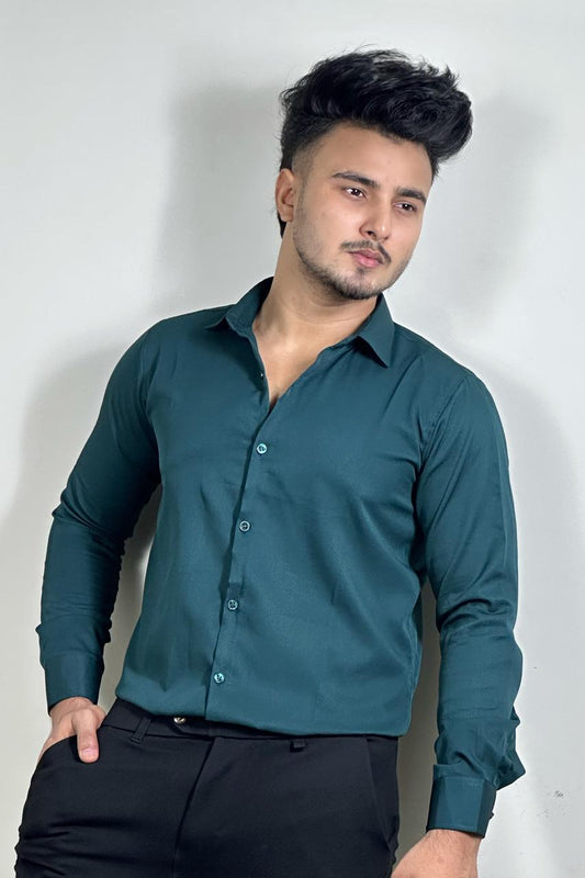 Bottle Green Colour Cross Formal Shirt – Premium Quality