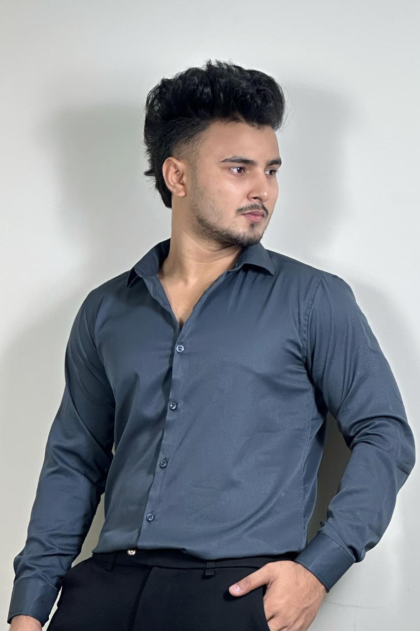 Charcoal Gray Colour Cross Formal Shirt – Premium Quality