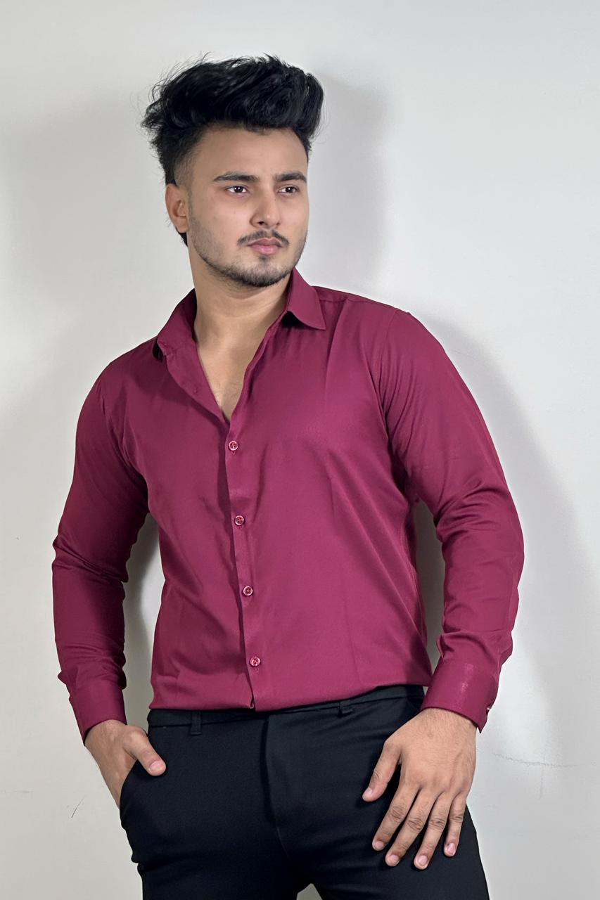 Maroon Colour Cross Formal Shirt – Premium Quality