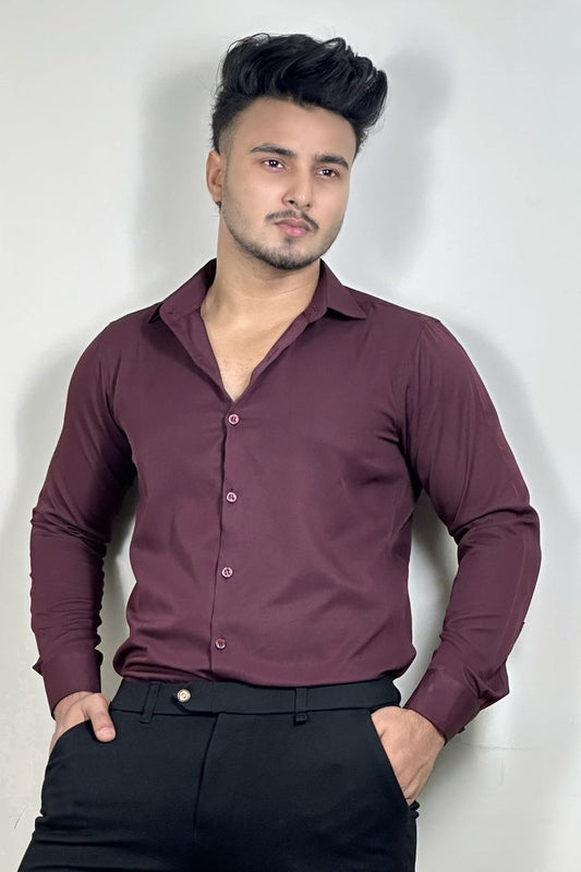 Wine Colour Cross Formal Shirt – Premium Quality