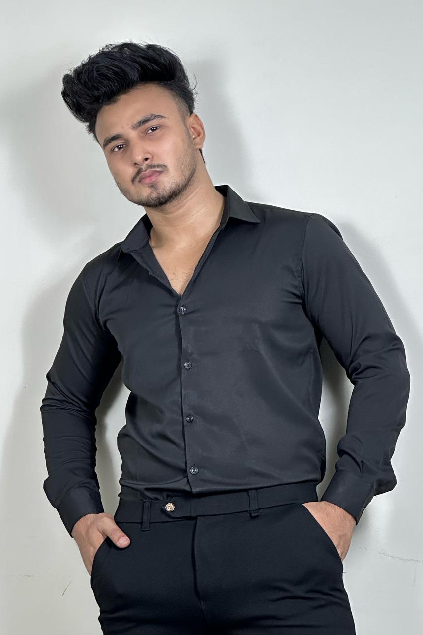 Black Colour Cross Formal Shirt – Premium Quality