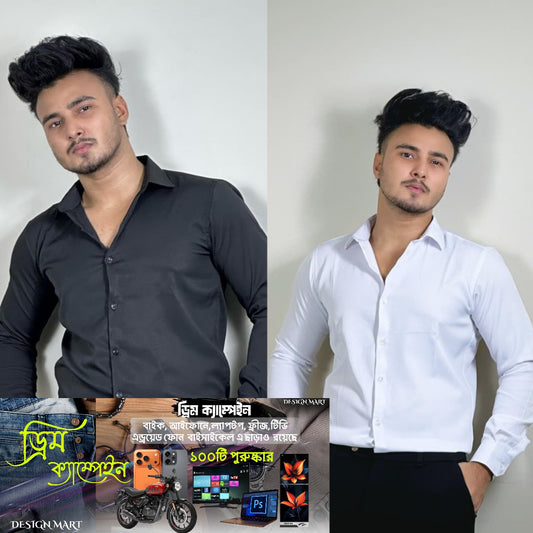 সাদা এবং কালো কালার ক্রস শার্ট কম্বো