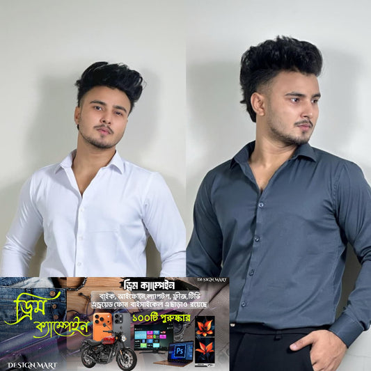 সাদা এবং চারকোল গ্রে কালার ক্রস শার্ট কম্বো