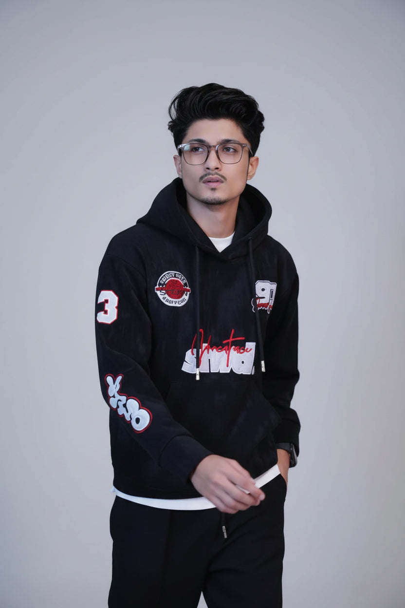 কালো কালার চায়না ভেলভেট হুডি--87