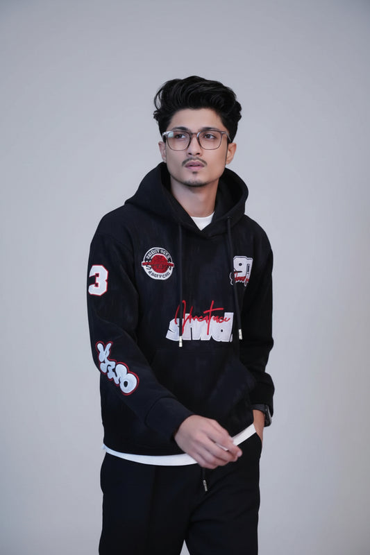 কালো কালার চায়না ভেলভেট হুডি--87