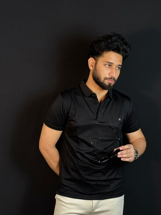 কালো কালার পোলো টি-শার্ট-MUB