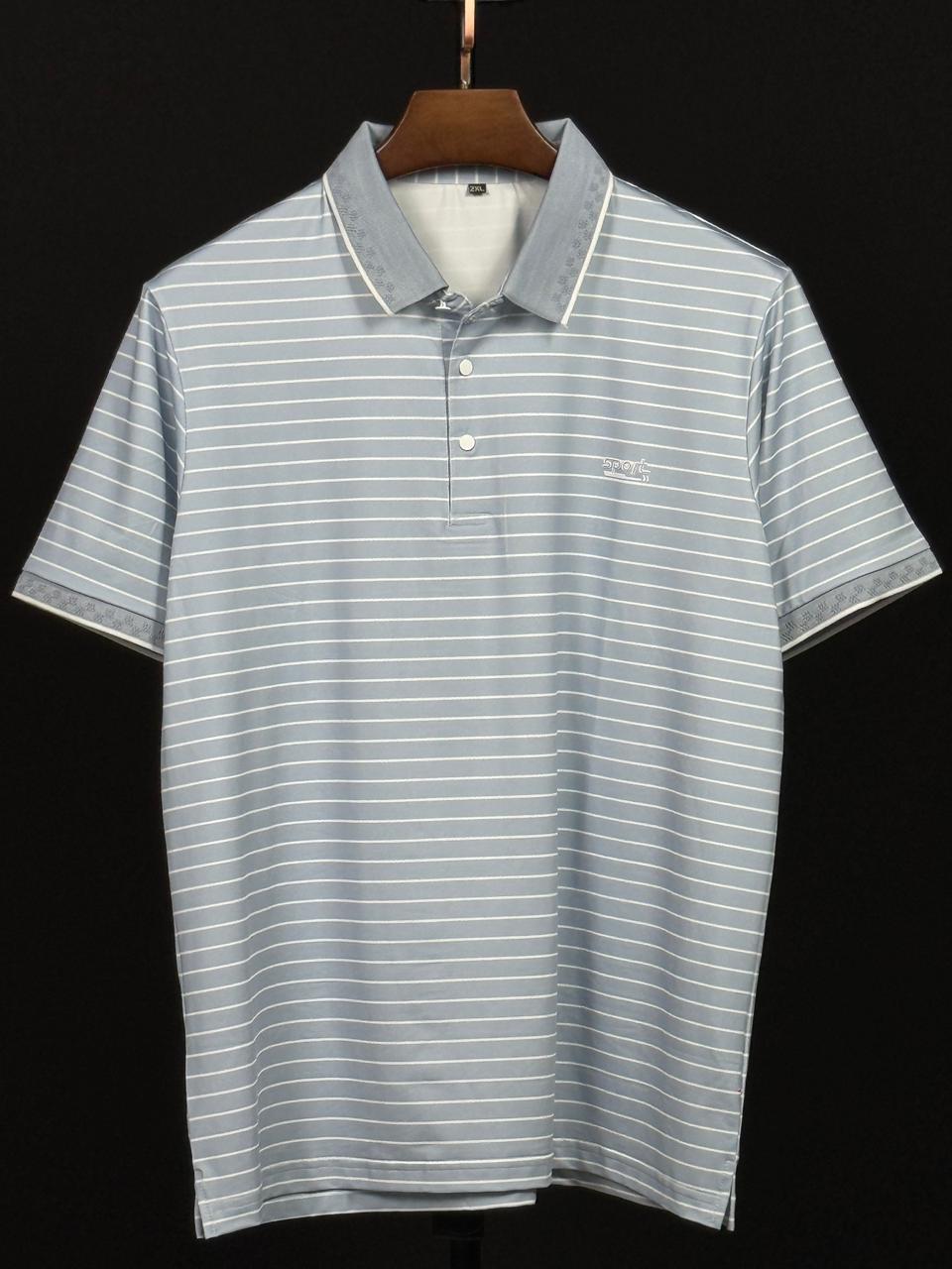 Sky Colour Stripe Polo T-Shirt |Plus