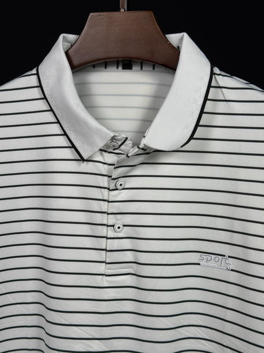 White Colour Stripe Polo T-Shirt |Plus