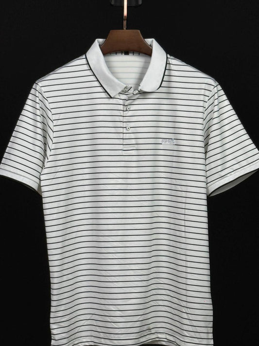 White Colour Stripe Polo T-Shirt |Plus