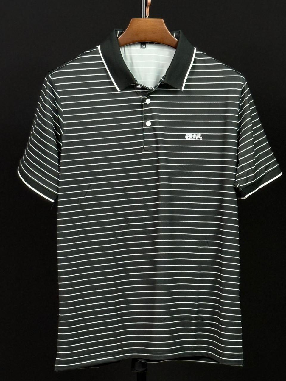 Black Colour Stripe Polo T-Shirt |Plus