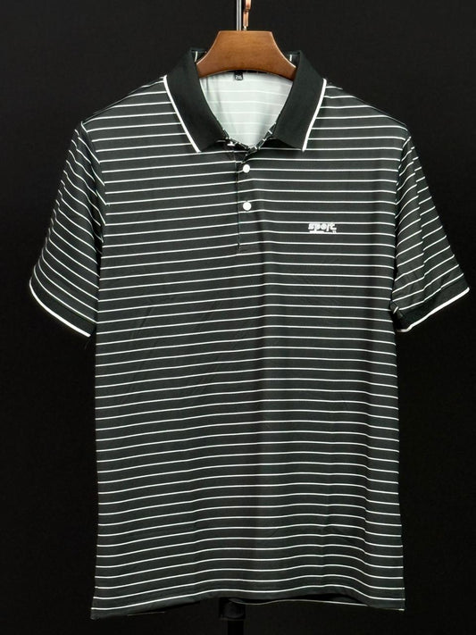 Black Colour Stripe Polo T-Shirt |Plus
