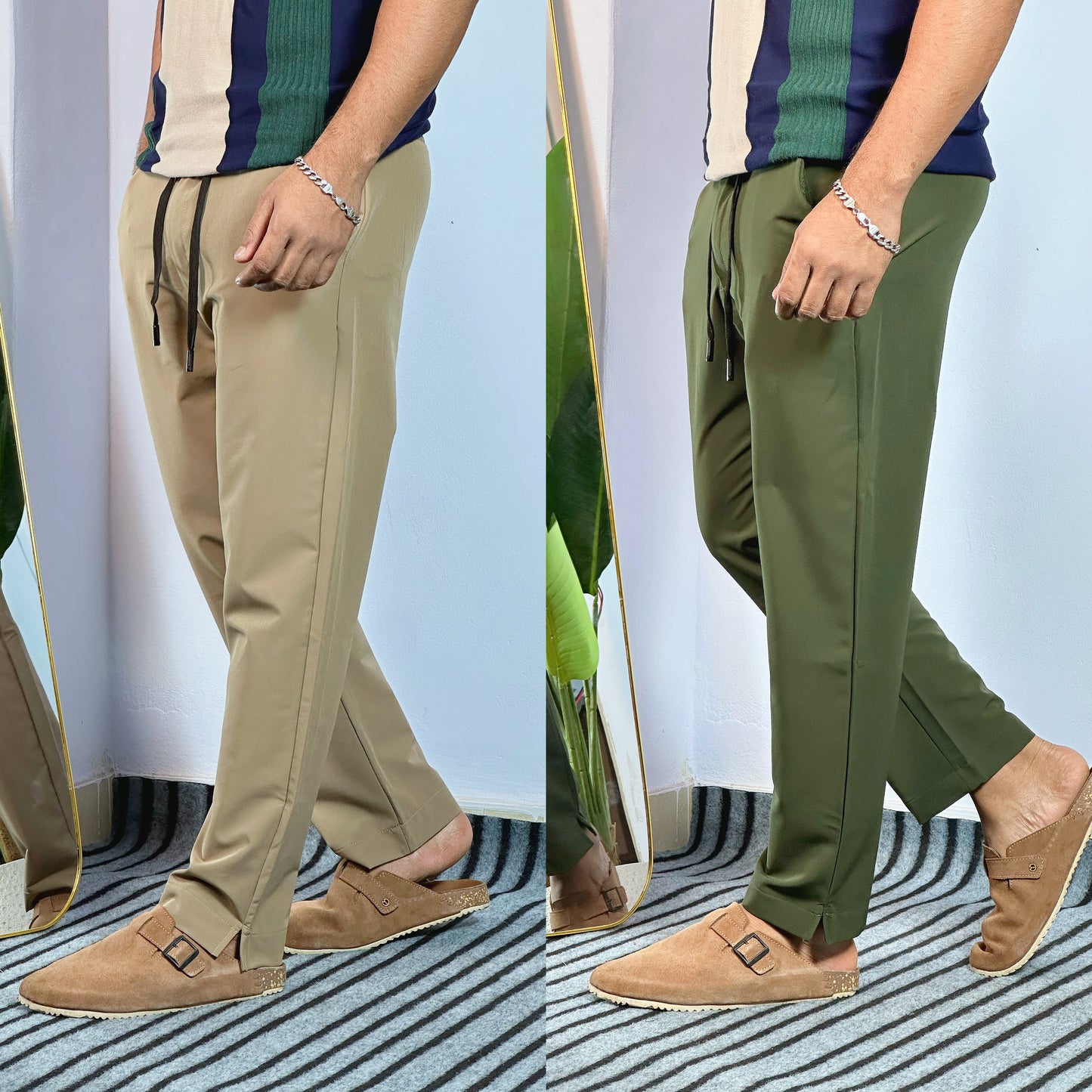 Brown+Olive Colour 2 piece Combo Lowcut Baggy