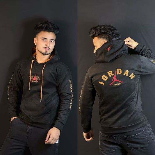 কালো কালার চায়না ভেলভেট হুডি-JORDAN